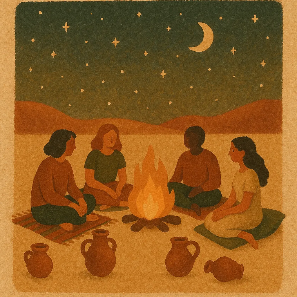 Friends around a campfire